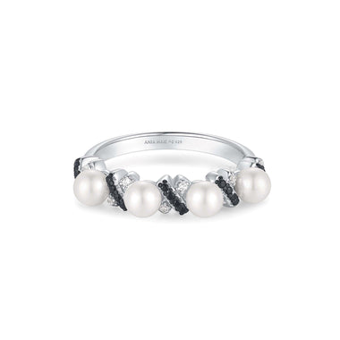 Two-Tone Sparkling Braided Shell Pearl Ring
