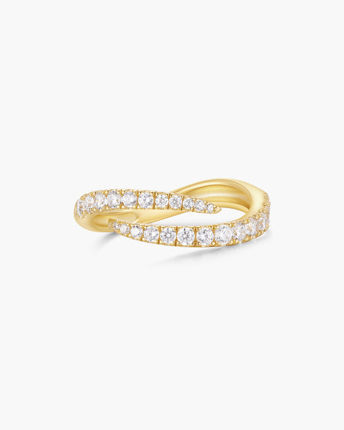 Gold Spiral Pavé Adjustable Ring
