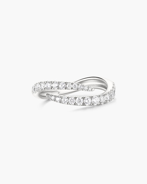 Silver Spiral Pavé Adjustable Ring