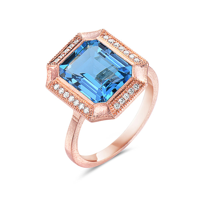 14kt Rose Gold Blue Topaz Ring