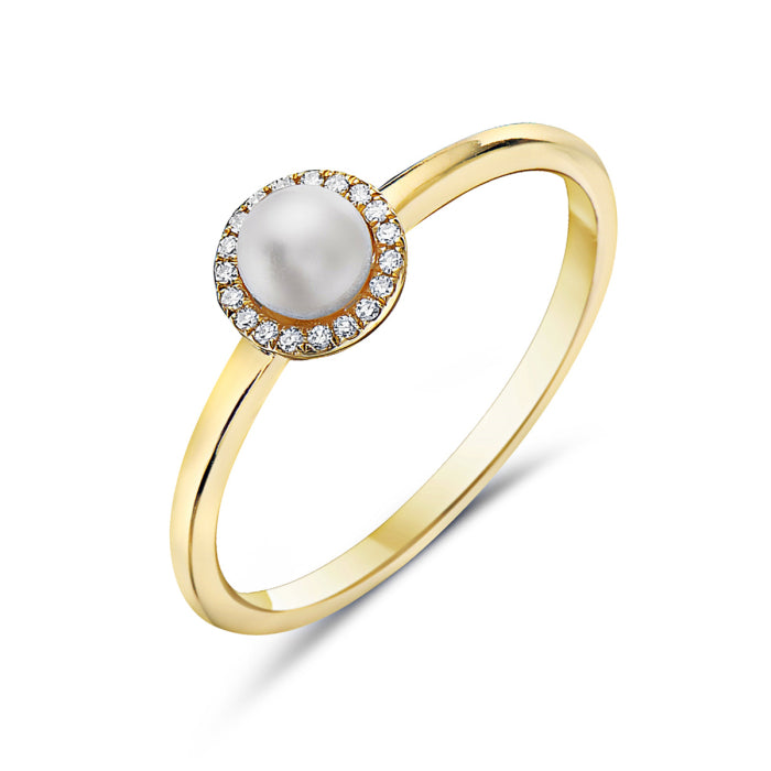 14 Karat Yellow Gold Pearl Stacking Ring