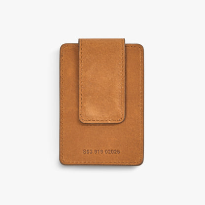 MAGNETIC MONEY CLIP CARD WALLET | Natural Grain Leather