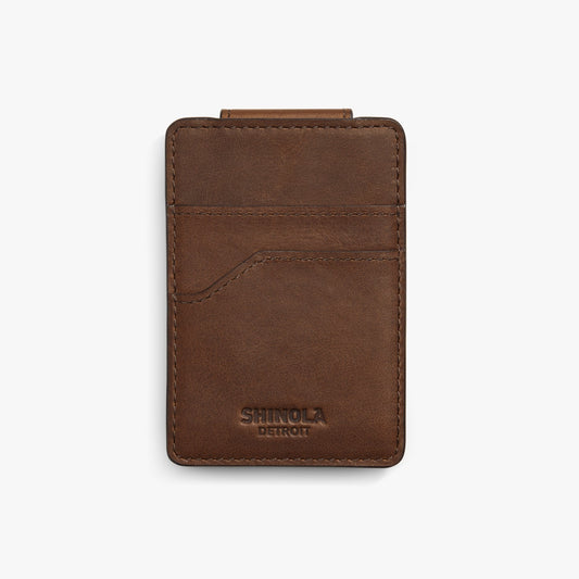 MAGNETIC MONEY CLIP CARD WALLET | Medium Brown