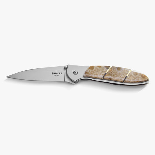 SHINOLA + KERSHAW PETOSKEY STONE POCKET KNIFE | Petoskey Stone