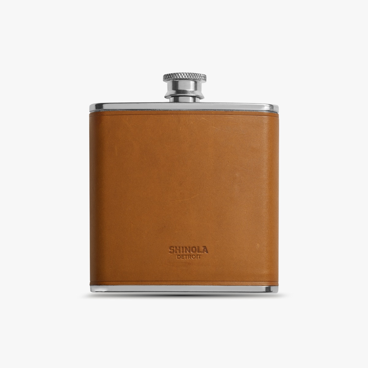 LEATHER WRAPPED FLASK | Stainless Steel & Tan Leather