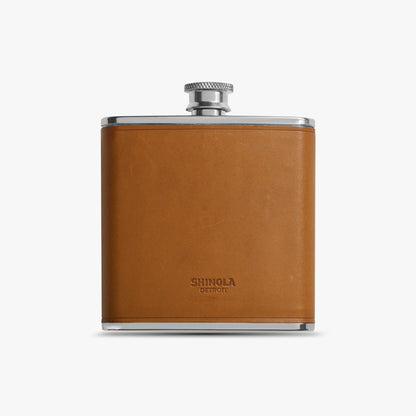 LEATHER WRAPPED FLASK | Stainless Steel & Tan Leather