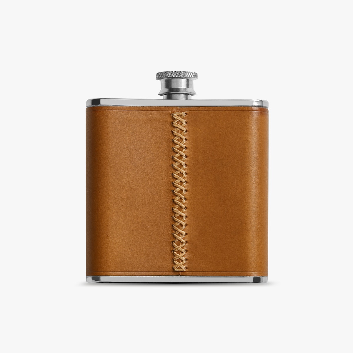 LEATHER WRAPPED FLASK | Stainless Steel & Tan Leather