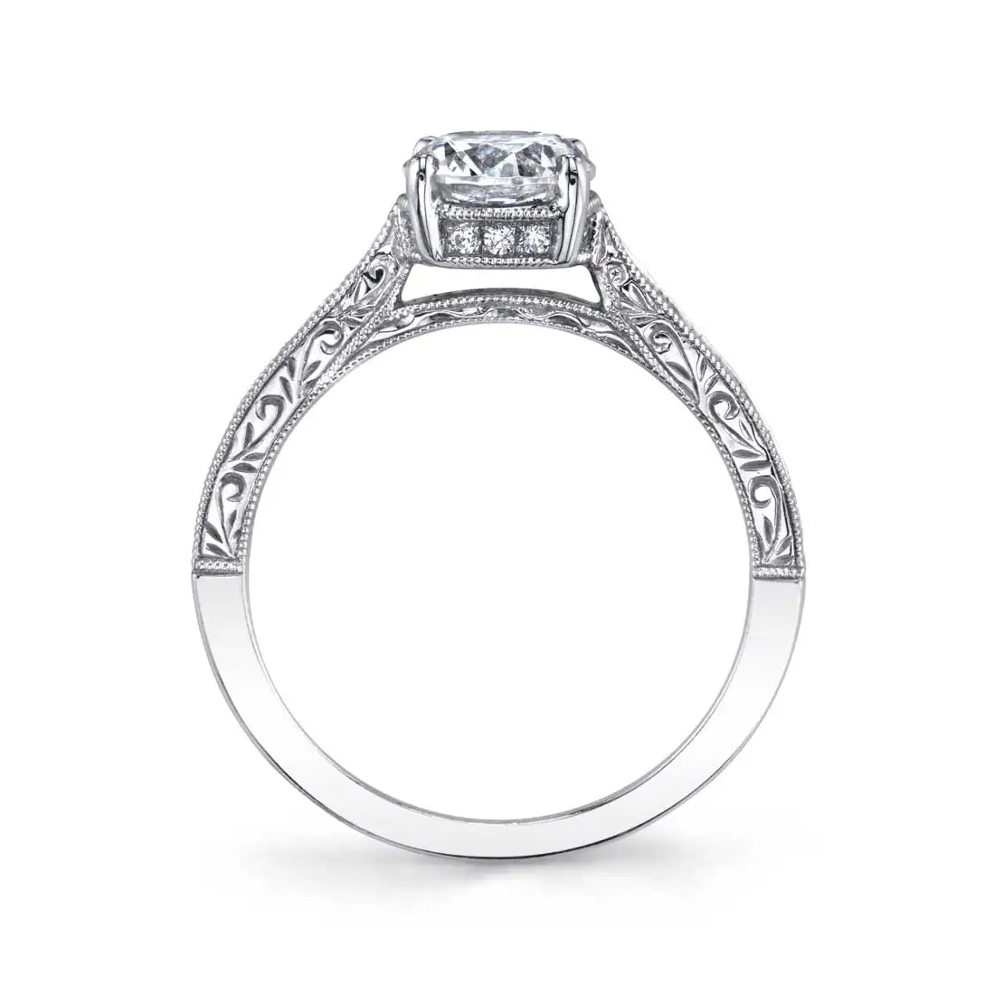 Envie | 14kt White Gold Diamond Round Cut Modern Vintage Engagement Ring