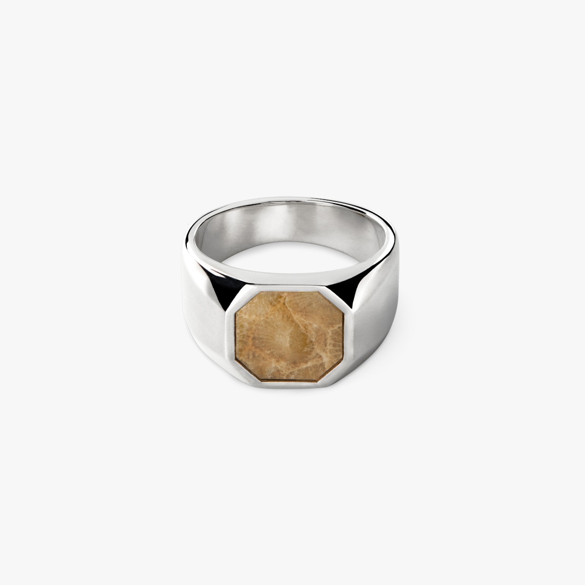 OCTAGONAL INLAY SIGNET RING PETOSKEY | .925 Sterling Silver