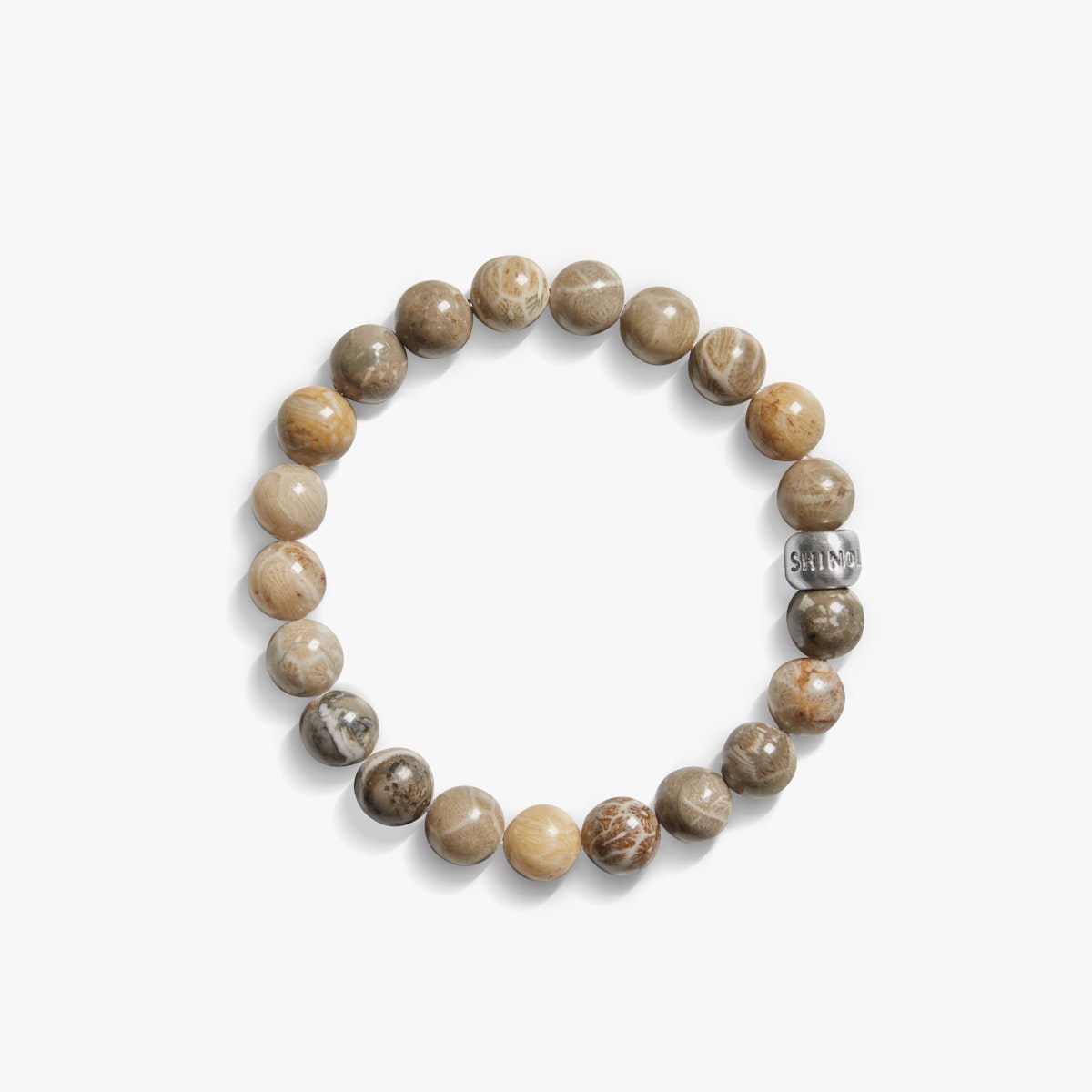8MM BEADED PETOSKEY BRACELET | .925 Sterling Silver