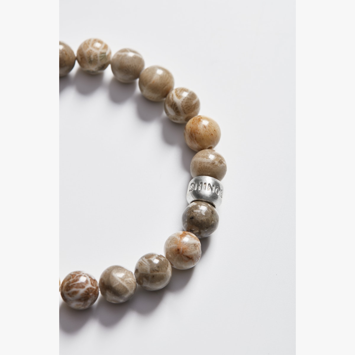 8MM BEADED PETOSKEY BRACELET | .925 Sterling Silver
