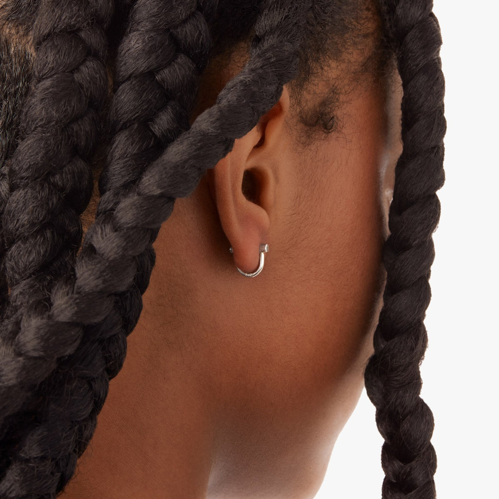 BIKE LOCK HUGGIE EARRINGS | Sterling Silver