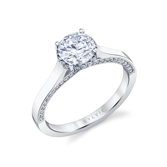 Sawyer | 14kt White Gold Round Cut Two Tone Solitaire Engagement Ring