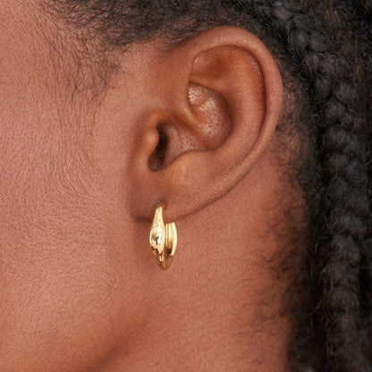 Gold Wave Huggie Hoop Earrings