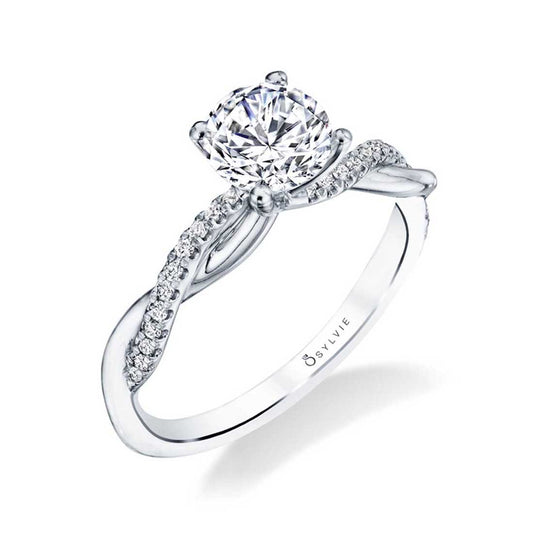 Yasmine | 14kt White Gold Round Cut Diamond Spiral Engagement Ring
