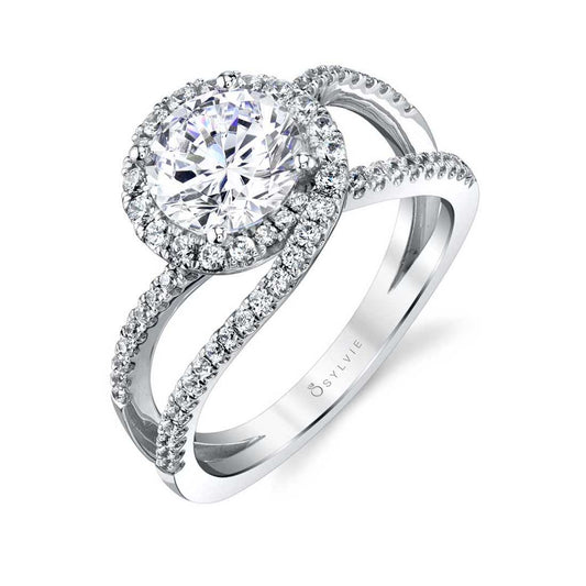 Marissa | 14kt White Gold Swirl Split Shank Diamond Engagement Ring