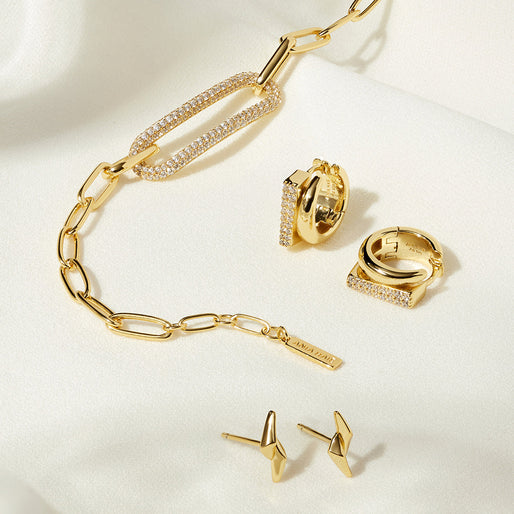 Gold Double Spike Stud Earrings
