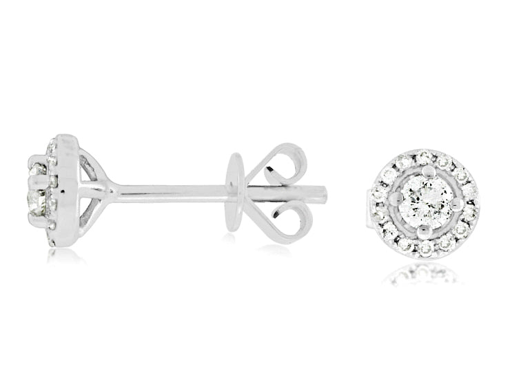 14kt White Gold Diamond Halo Stud Earrings