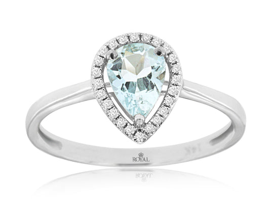 14kt White Gold Aquamarine & Diamond Ring