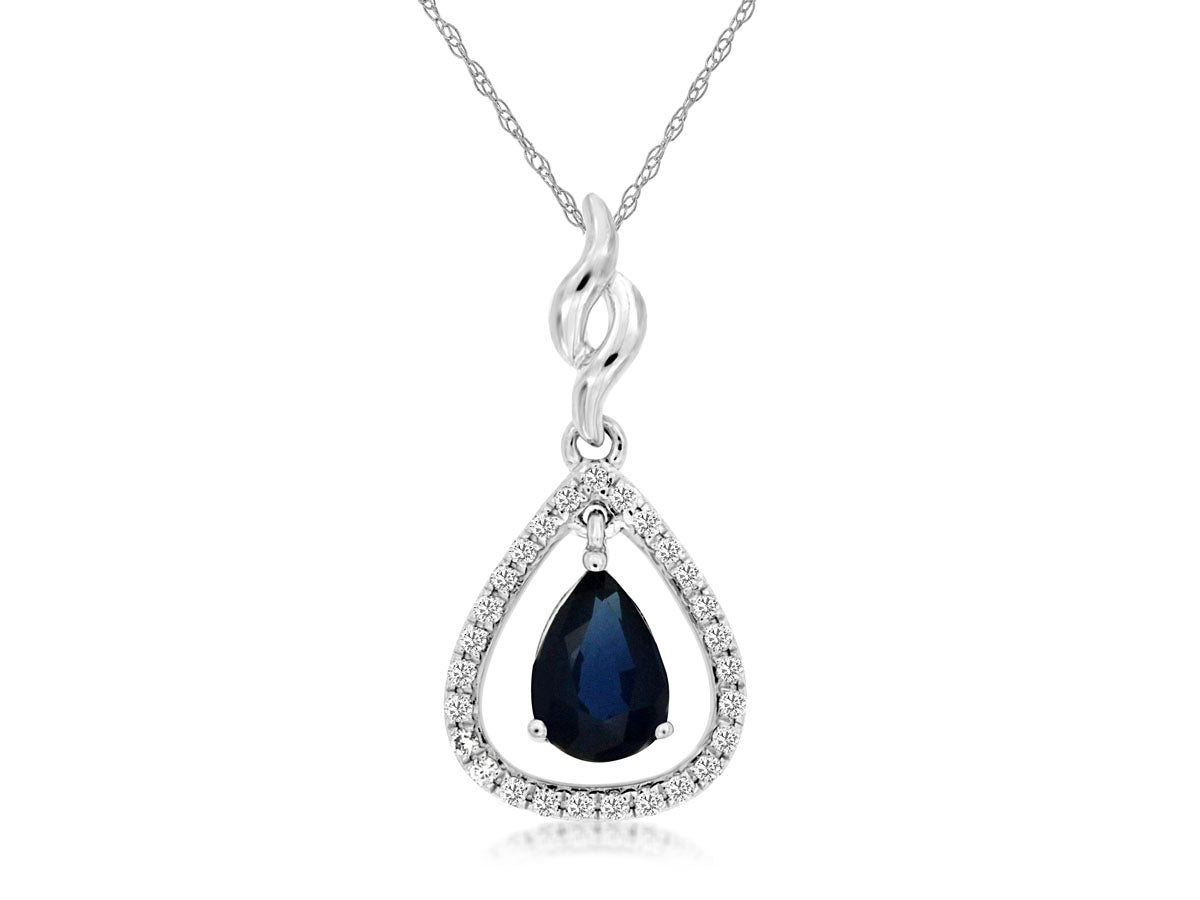 14kt White Gold Sapphire & Diamond Pendant