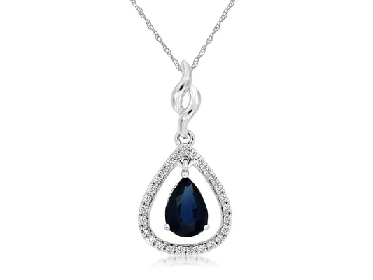 14kt White Gold Sapphire & Diamond Pendant