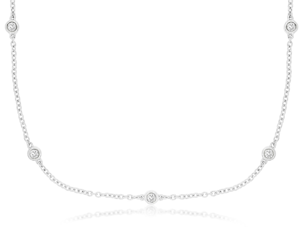 9 STATION DIAMOND NECKLACE | 14kt White Gold