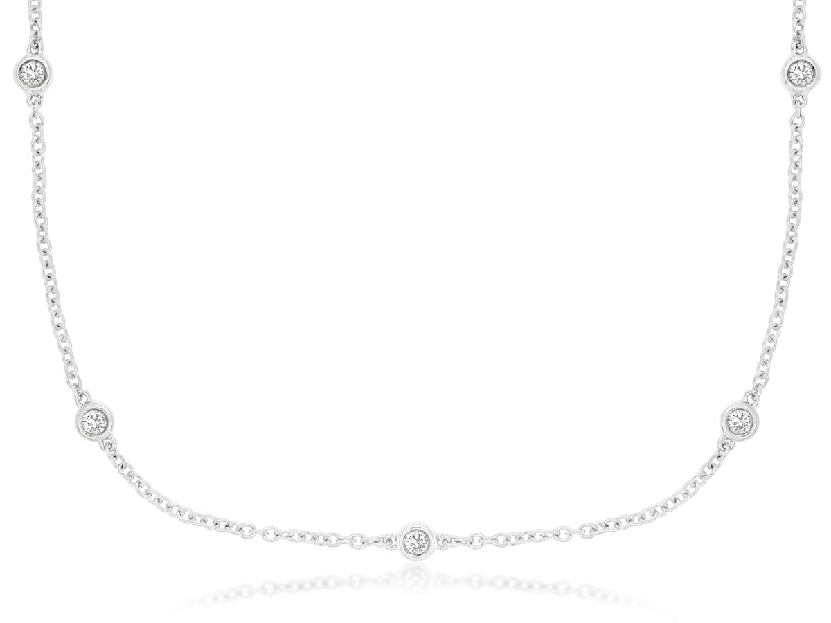 14kt White Gold 9 Station Diamond Necklace