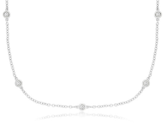 9 STATION DIAMOND NECKLACE | 14kt White Gold