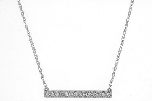 14kt White Gold Diamond Bar Necklace