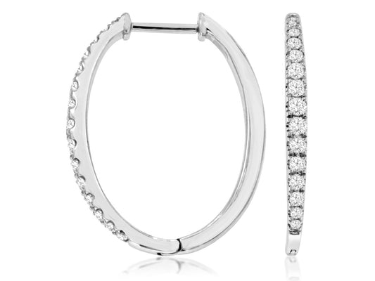 14kt White Gold Diamond Hoop Earrings