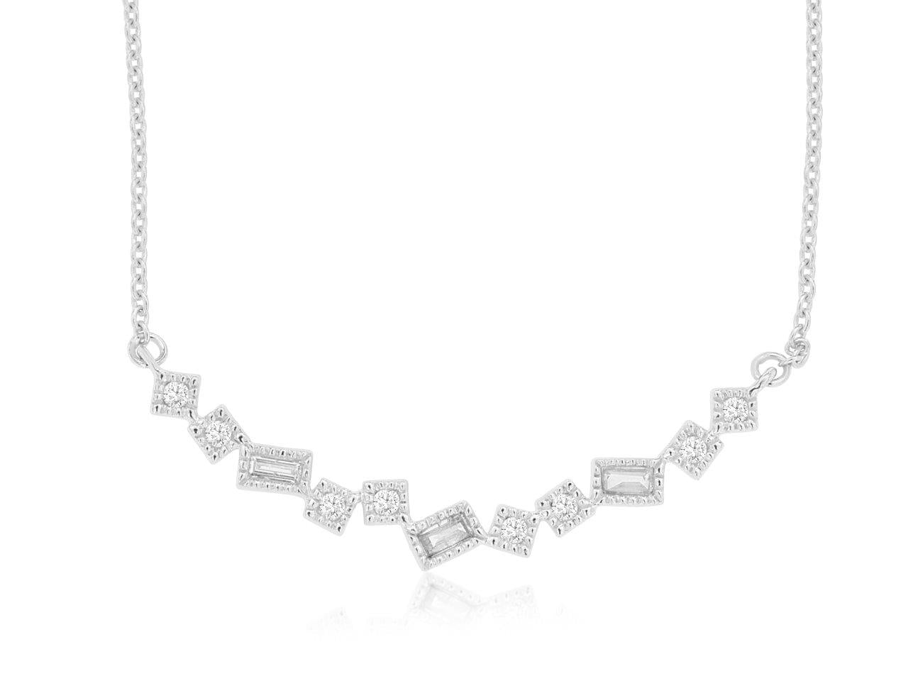 14kt White Gold Mixed Cut Diamond Necklace