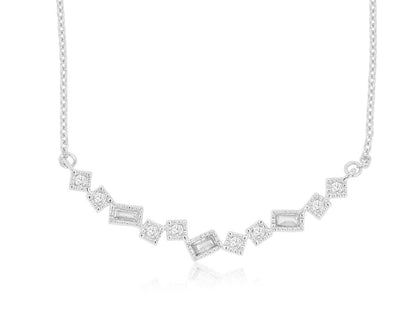 14kt White Gold Mixed Cut Diamond Necklace