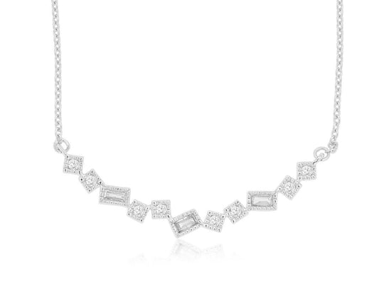 14kt White Gold Mixed Cut Diamond Necklace