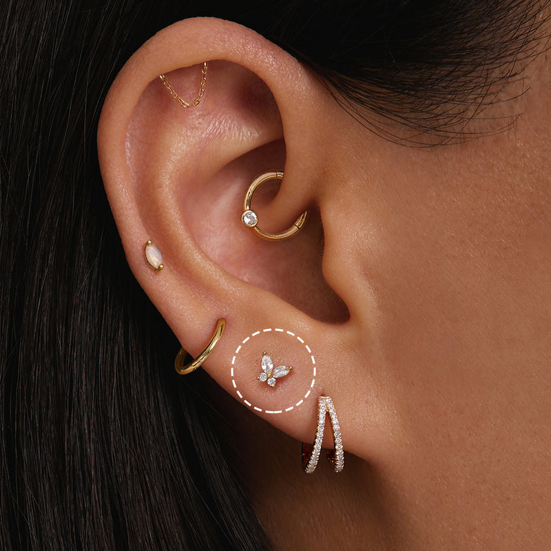 SKIPPER | White Sapphire Butterfly Threadless Flatback Earring