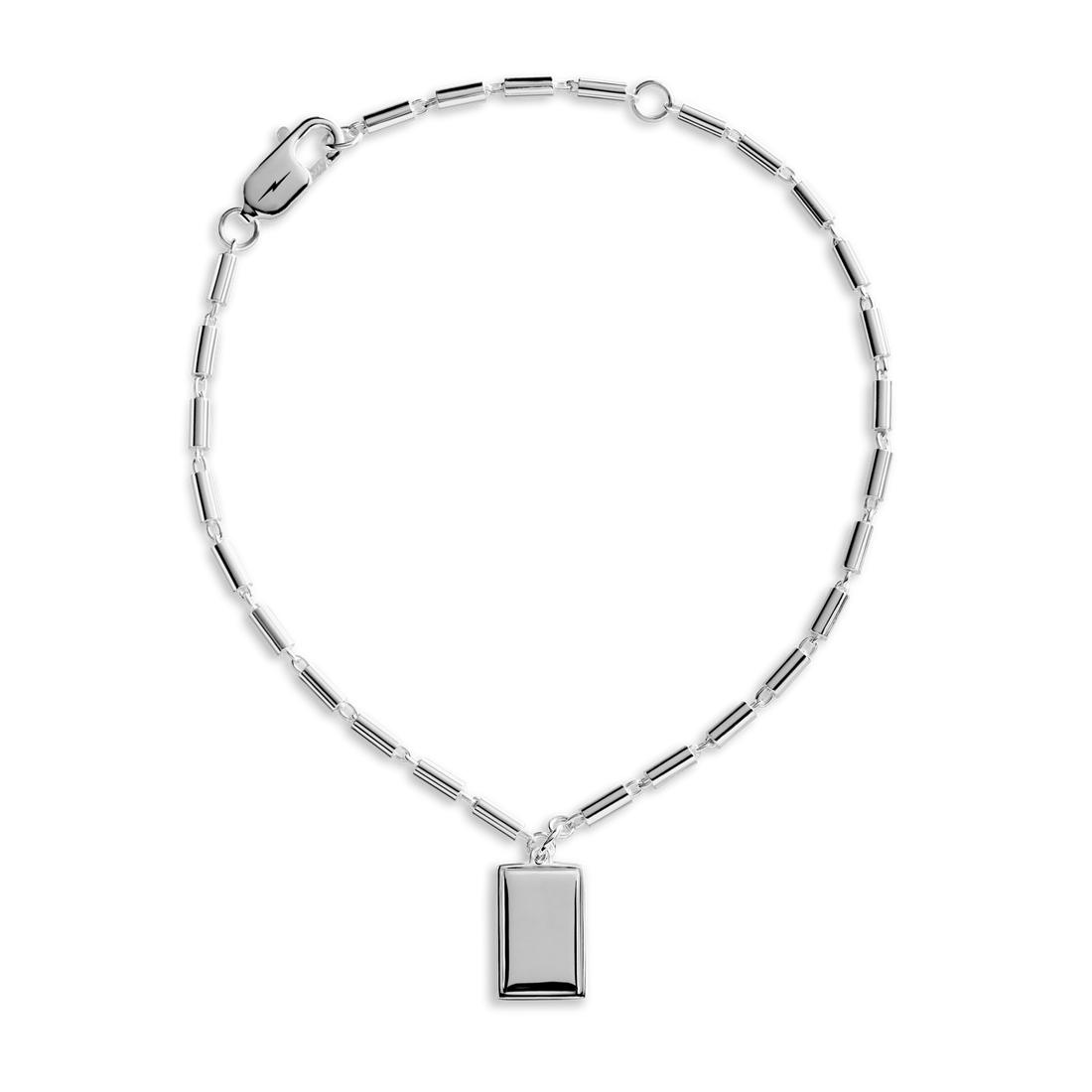 PETITE RECTANGULAR TAG CHAIN BRACELET | Sterling Silver