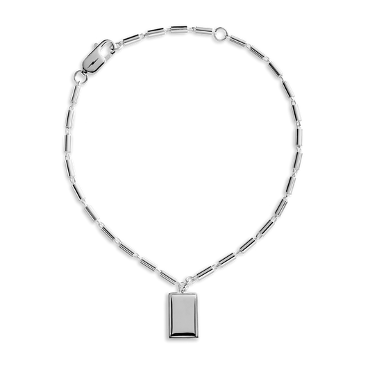 PETITE RECTANGULAR TAG CHAIN BRACELET | Sterling Silver