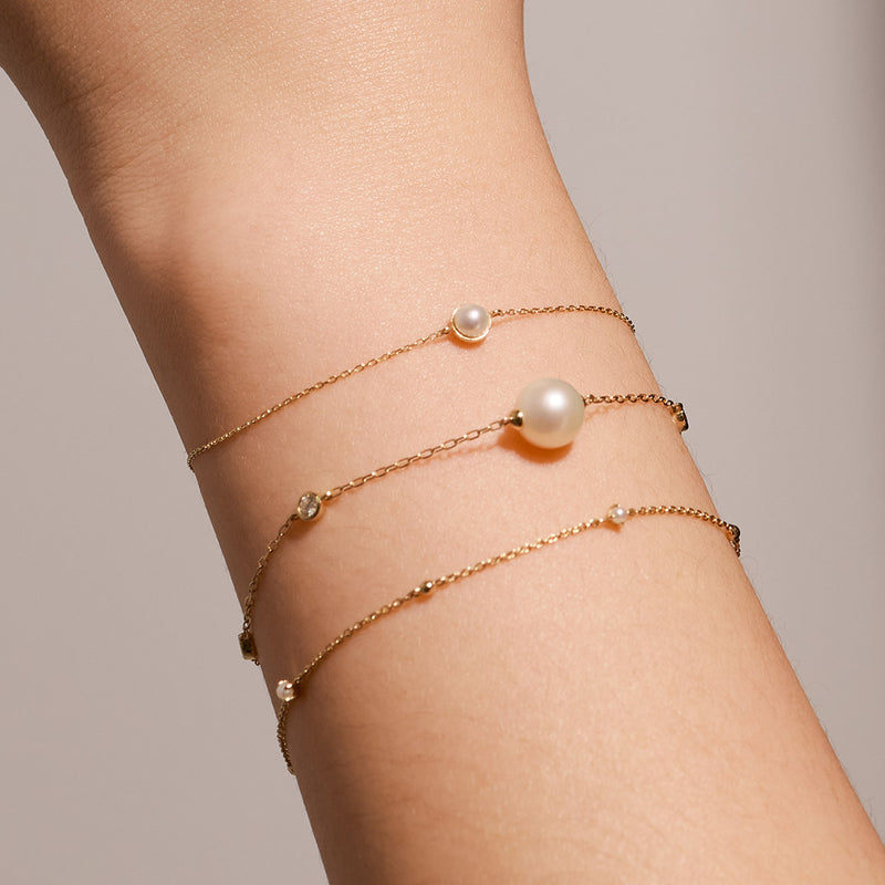 SOLANA | Pearl and Lab Grown Diamond Station Bracelet