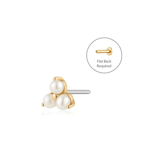 ETTA | Triple Pearl Threadless Flatback Earring