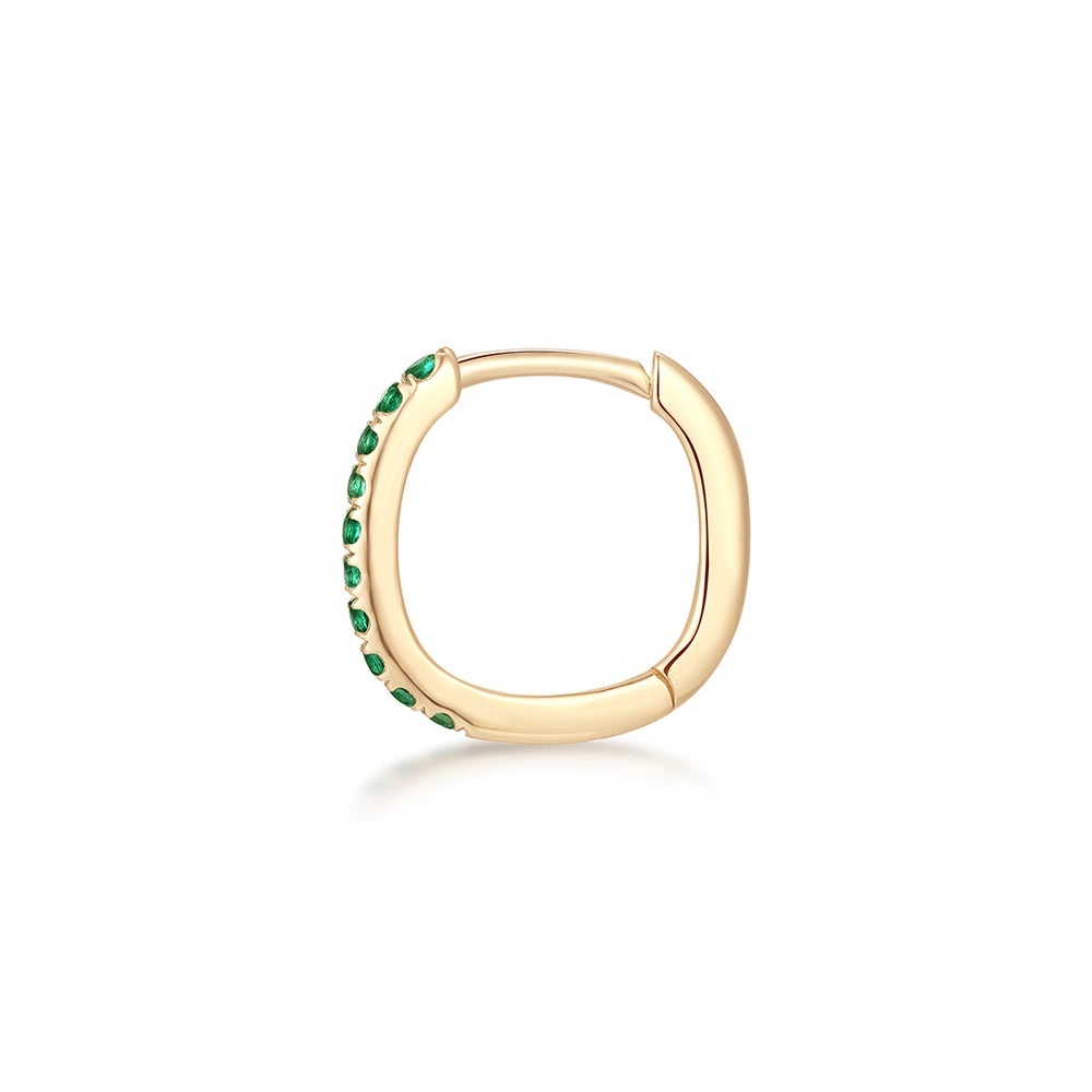 TWIGGY | Lab-Grown Emerald Paperclip Huggie Hoop