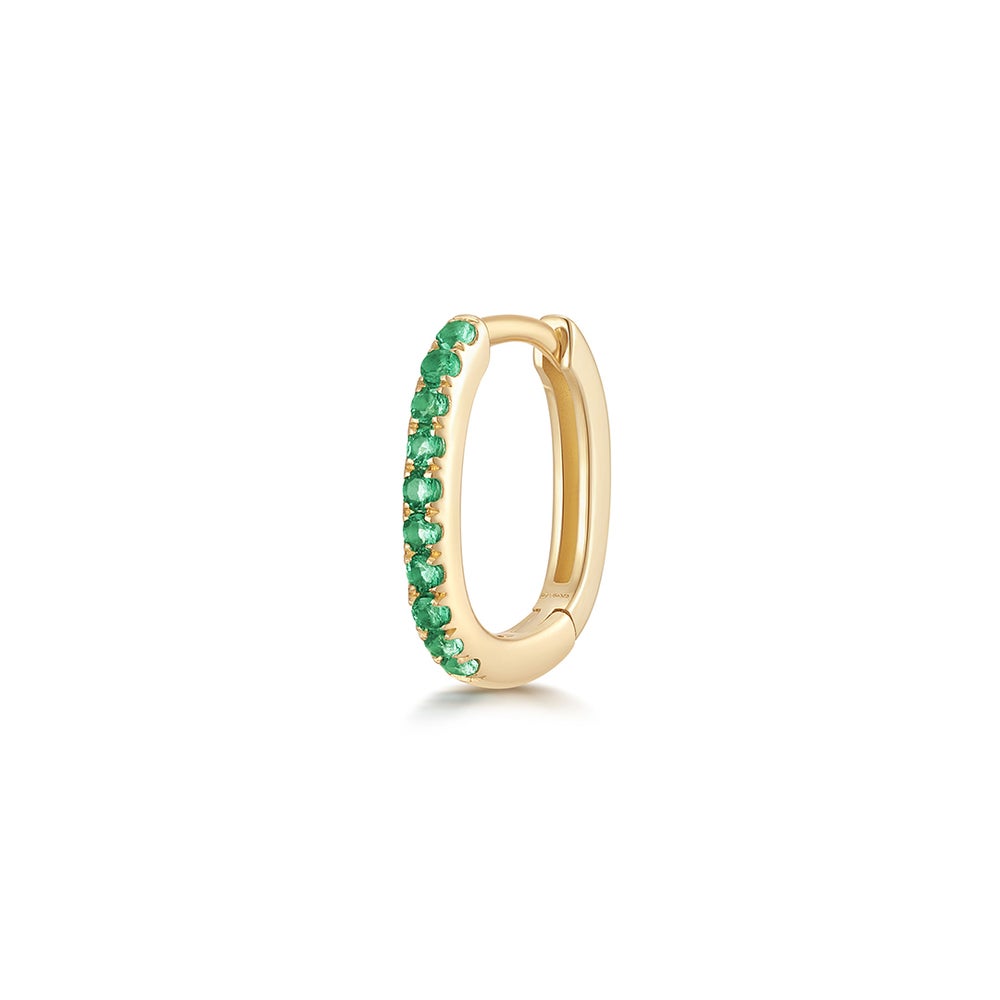TWIGGY | Lab-Grown Emerald Paperclip Huggie Hoop