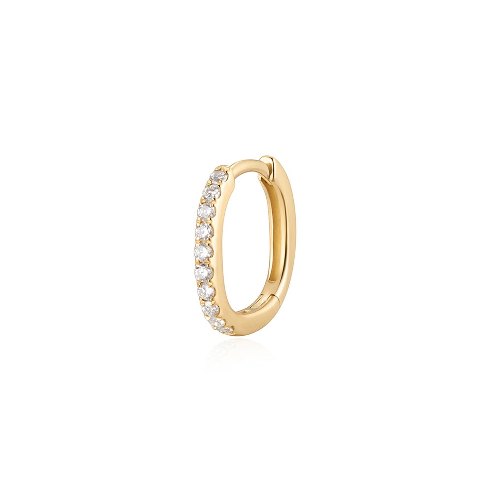HALLIE | Bead Set Lab-Grown Diamond Huggie Hoop