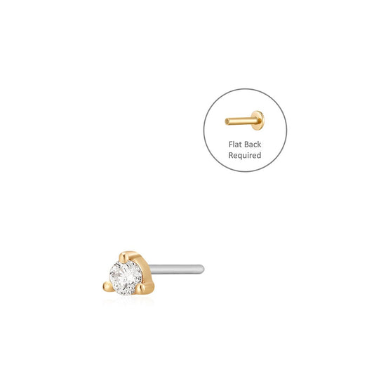 UNA | Single Diamond Mini Threadless Flatback Earring