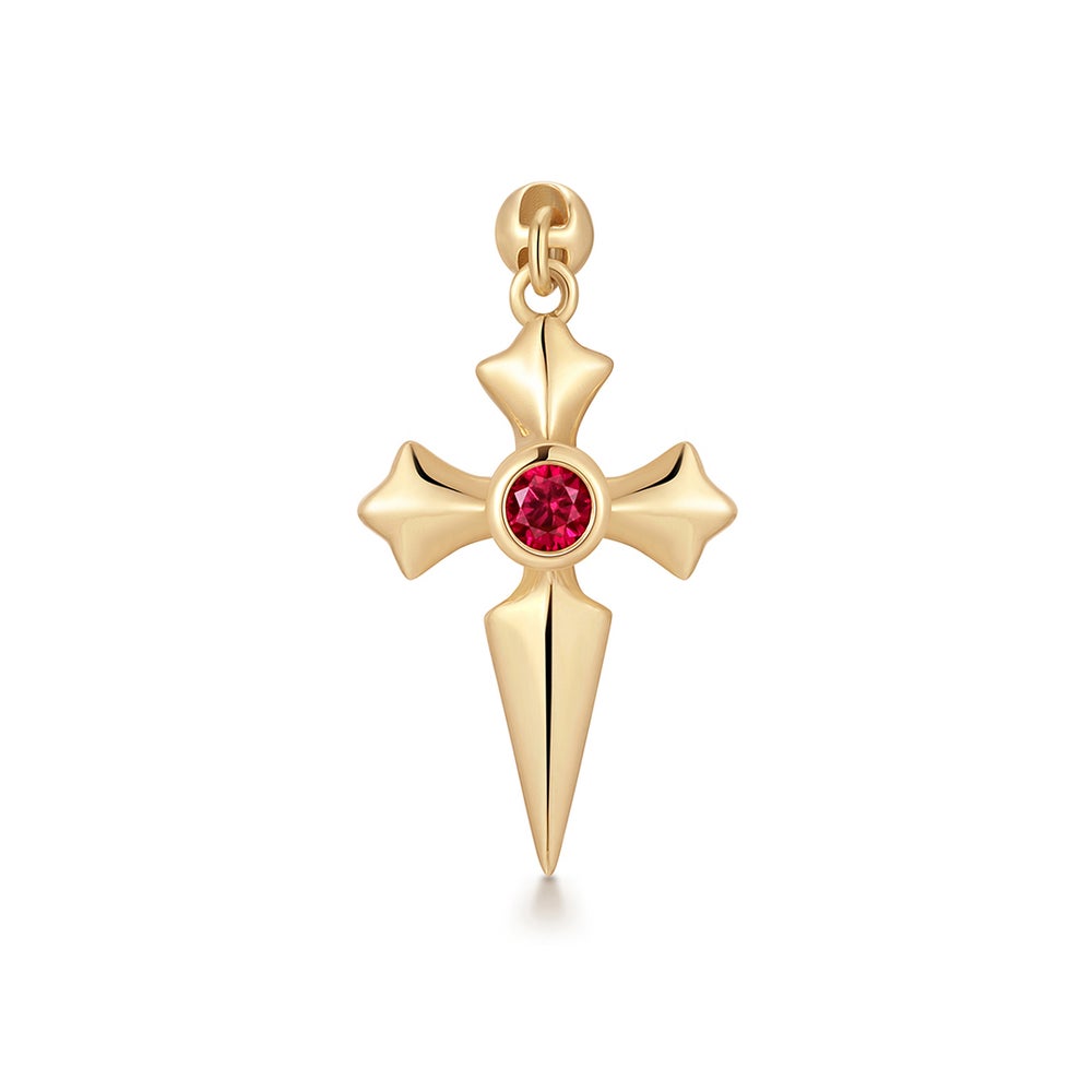 DOJA | Lab-Grown Diamond & Ruby Dangle Cross Threaded Flatback