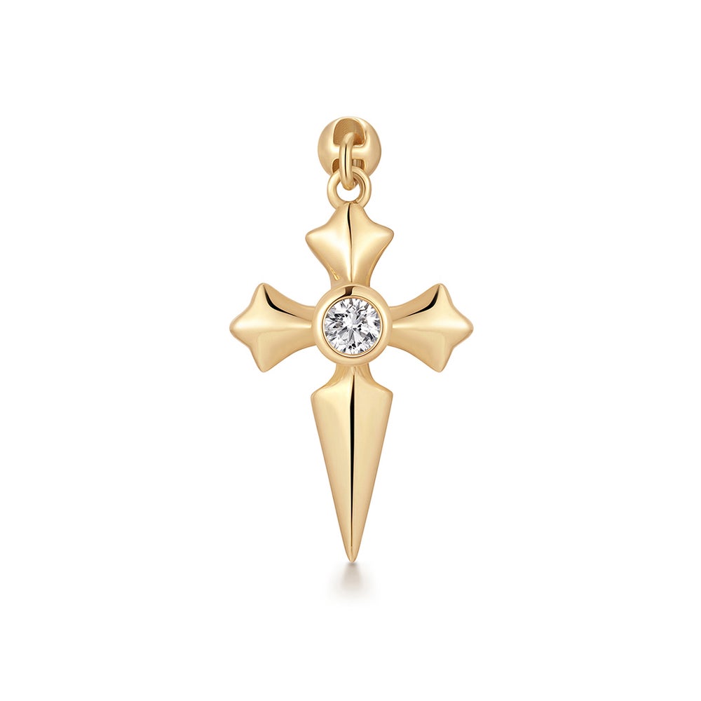 DOJA | Lab Grown Diamond & Ruby Dangle Cross Threadless Flatback Earring
