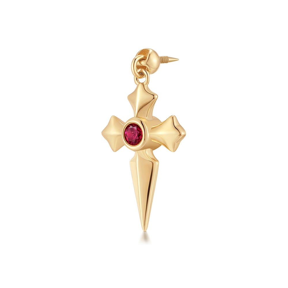 DOJA | Lab-Grown Diamond & Ruby Dangle Cross Threaded Flatback