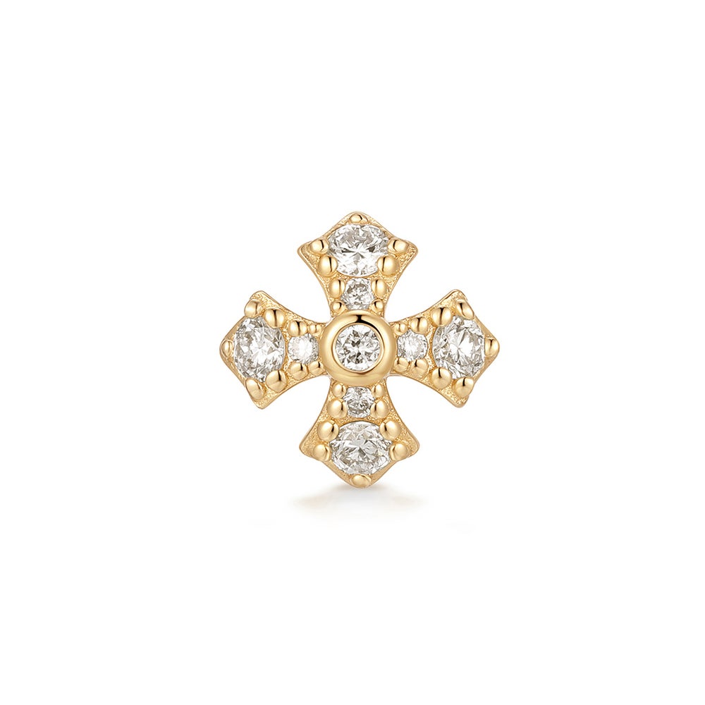 FOXY | Lab Grown Diamond Fancy Cross Threadless Flatback Earring