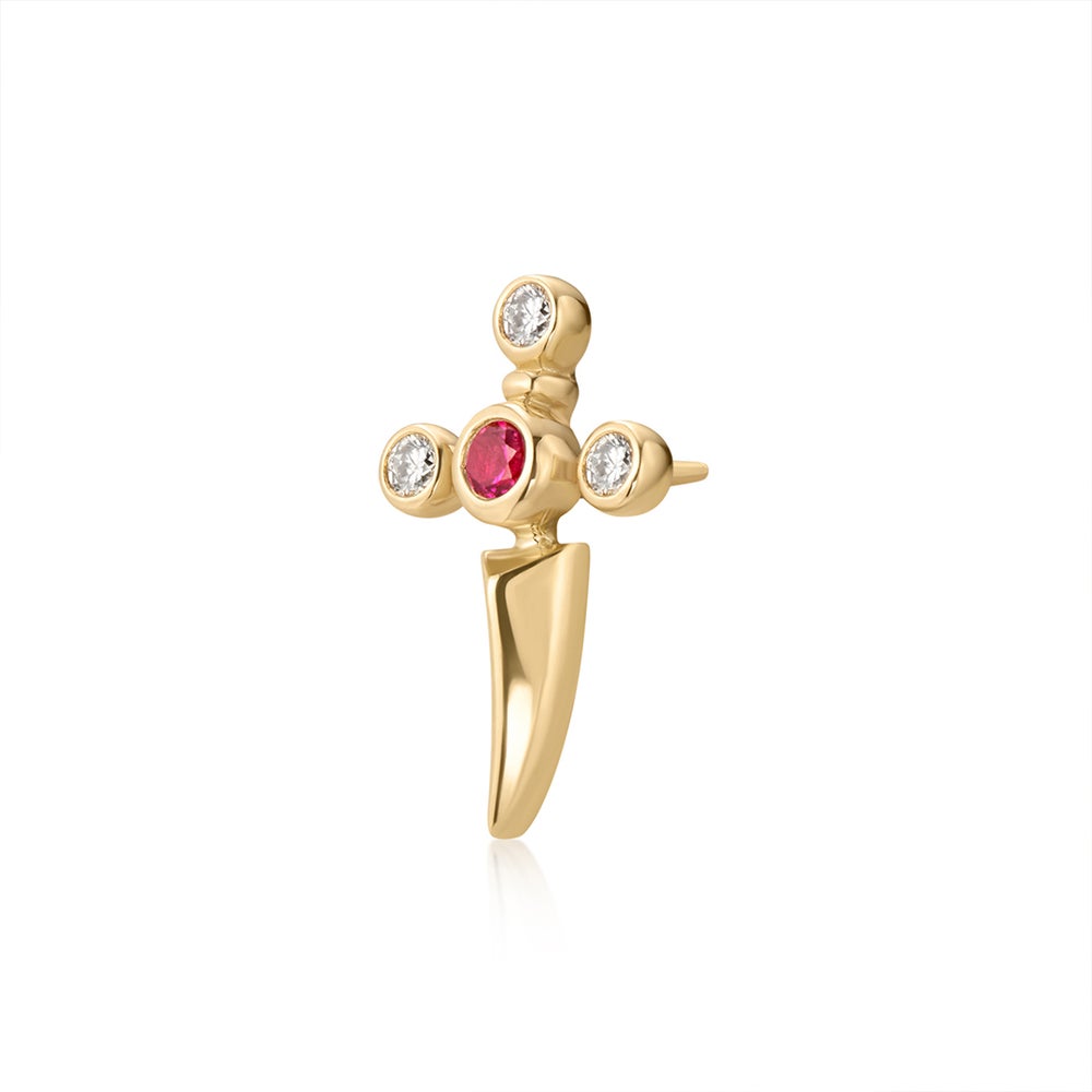 PHINEAS | Lab-Grown Diamond & Ruby Dagger Threaded Flatback