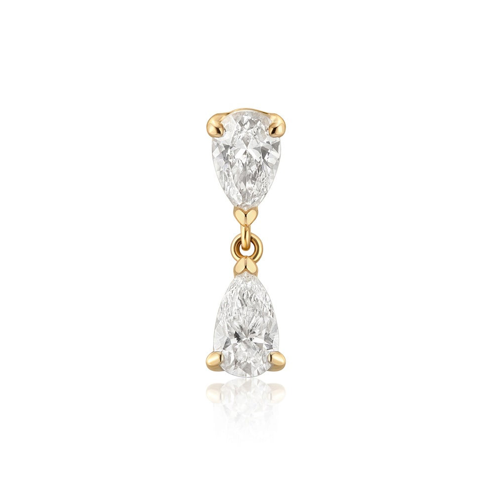 HERMIONE | Double Pear Lab Grown Diamond Threadless Flatback Earring