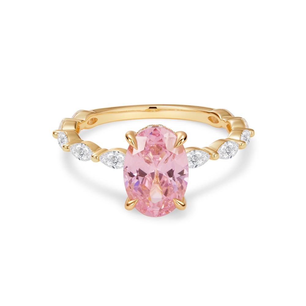 Pink Padparadscha & Marquise Lab Grown Diamond Ring