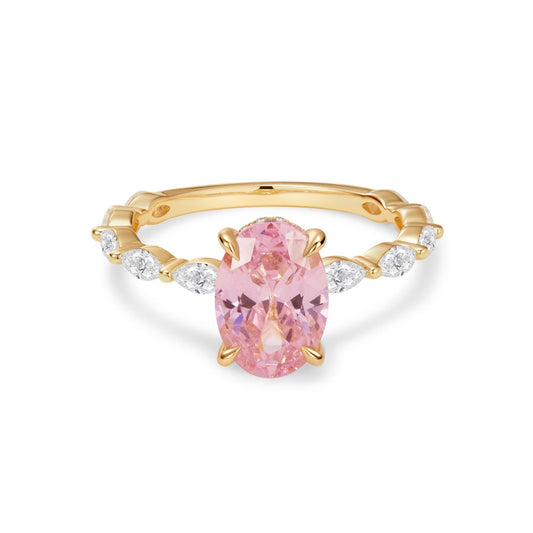 Pink Padparadscha & Marquise Lab Grown Diamond Ring